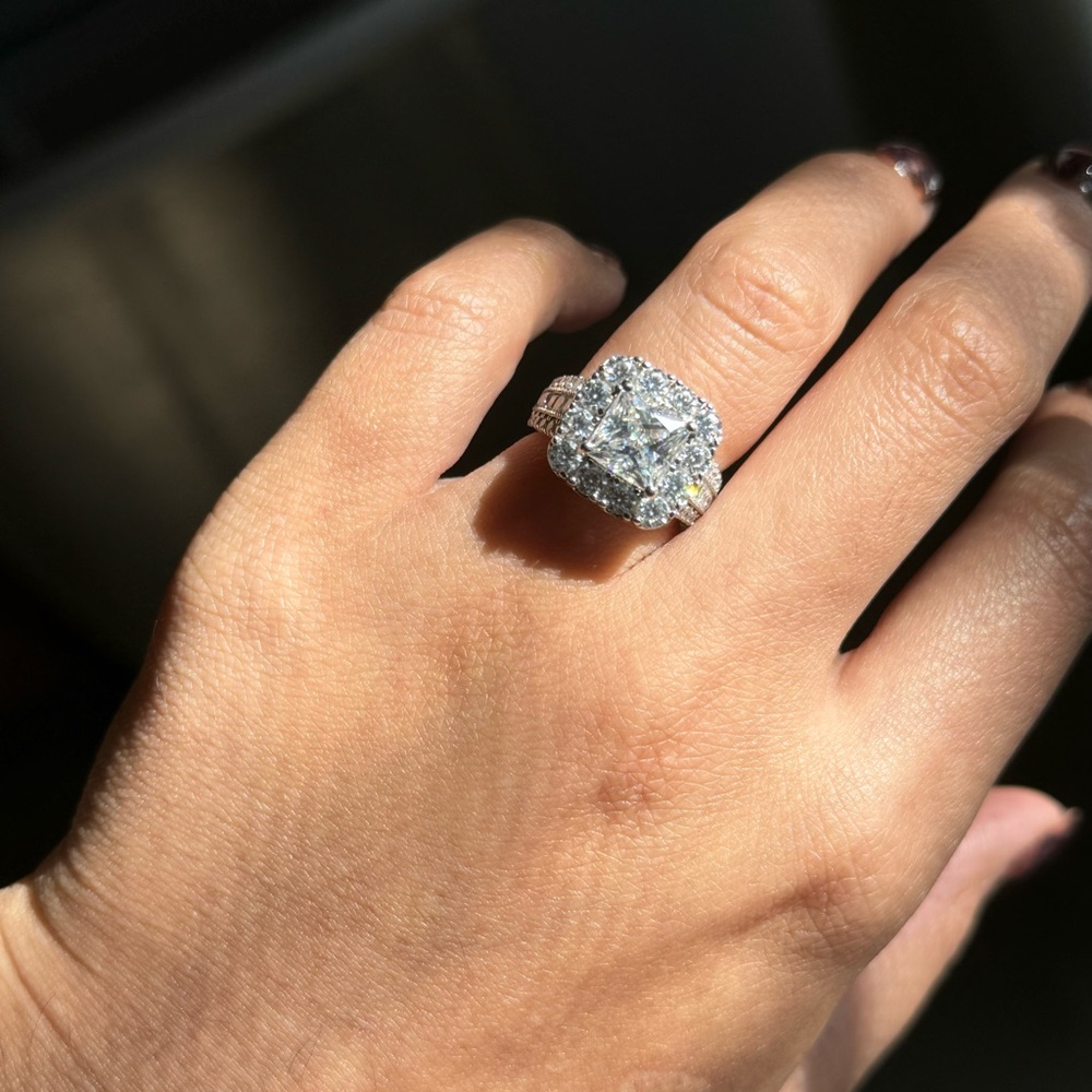 4cttw princess cut full moissanite vvs1 promise ring sz 5 - Picture 12 of 13